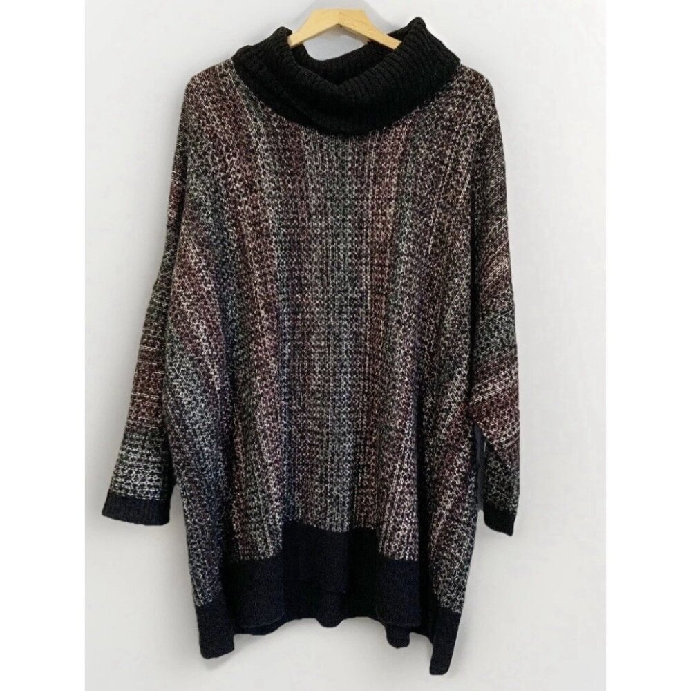 J. Jill Pure Jill Sweater M/L Petite Marled Chunky Knit Cowl Neck Dolman Sleeve